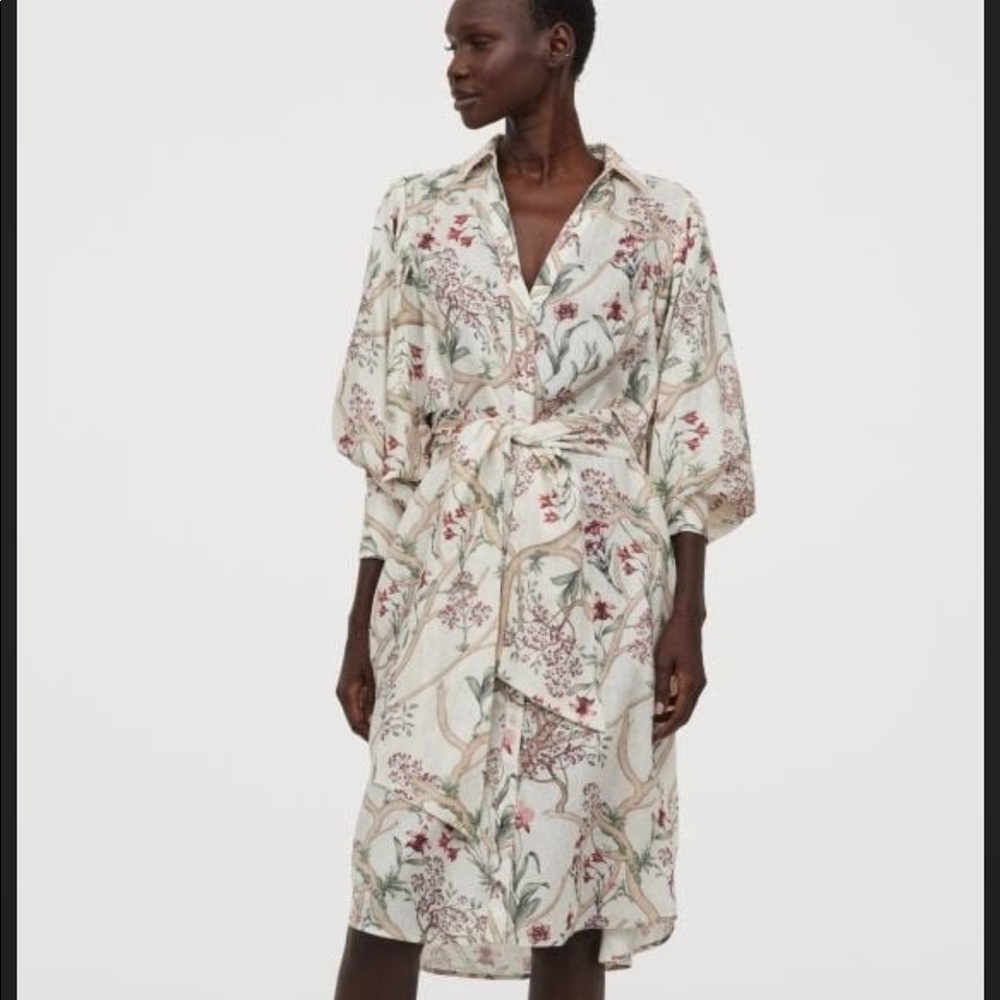 NWT Johanna Ortiz x H&M floral linen shirt dress M